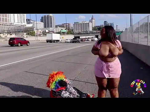 Juicy Tee Gets Fucked By Gibby The Clown On A Busy Highway During Rush Hour