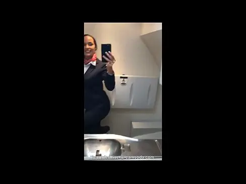 Latina Stewardess Joins The Masturbation Mile High Club In The Lavatory And Cums