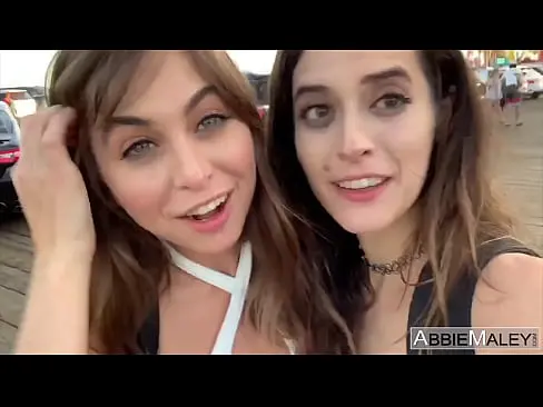 Risky Public Restroom Threesome  Abbie Maley And Riley Reid Almost Caught Fucking