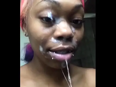 Massive Facial For Ebony Dumb Slut